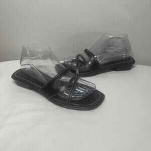 VTG 90s Y2K Montego Bay Club Leather Collection Brown Square Toe Strappy Heel 8